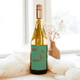 オレンジ&グリーンレトロシック30th誕生日パーティー ワインラベル