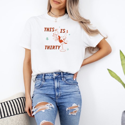 オレンジ&グリーンレトロシック30th誕生日パーティー tシャツ