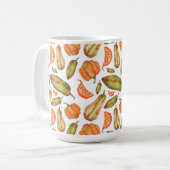 オレンジ&グリーン秋色食品と葉 コーヒーマグカップ (正面左)