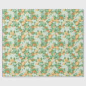 オレンジ&グリーン紅葉 ラッピングペーパー (フラット)