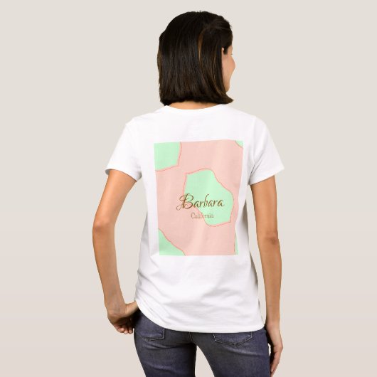 オレンジ グリーン パステル ボホー 名前 場所 追加 田舎風 エレガント Tシャツ (裏面フル)