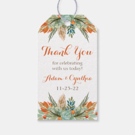 オレンジ、グリーン、ブラウンの花柄オリジナルギフトタグ ギフトタグ