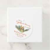 オレンジ、グリーン、ブラウンの花柄ギフトタグ フェイバータグ (インサイチュ)