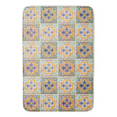 オレンジ・グリーン・ブルー・タイル風呂マット バスマット (正面縦)