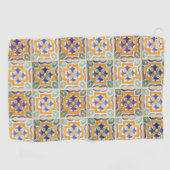 オレンジ・グリーン・ブルー・タイル・ゴルフタオル ゴルフタオル (横)