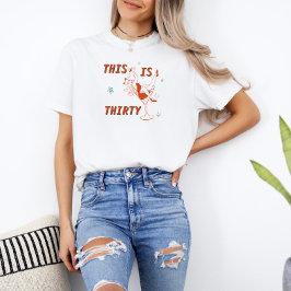 オレンジ&グリーン レトロチック 30歳の誕生日パーティー Tシャツ