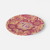 オレンジ グルービー サイケデリック 60年代 70年代 花柄 誕生日 ペーパープレート (アングル)