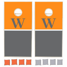 オレンジ&グレーカレッジモノグラムコーンホールセット