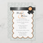 オレンジ&グレーダマスクウェディング招待状 招待状 (正面/裏面)