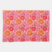 オレンジ&グレープフルーツ柑橘類フルーツパターン キッチンタオル (横)