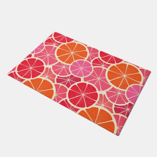 オレンジ&グレープフルーツ柑橘類フルーツパターン ドアマット (アングル)