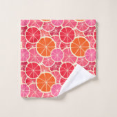 オレンジ&グレープフルーツ柑橘類フルーツパターン バスタオルセット (ウォッシュタオル)