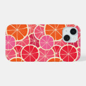 オレンジ&グレープフルーツ柑橘類フルーツパターン iPhone 15ケース (裏面横)