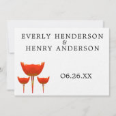 オレンジ&グレーポピーバタフライ結婚式招待状 招待状 (正面)