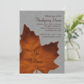 オレンジ&グレー感謝祭ディナー招待状 招待状 (スタンド正面)