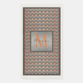 オレンジ&グレー水玉模様パターンモノグラム