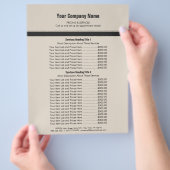 オレンジ グレー シンプルな境界線の価格リスト 2 チラシ (手)