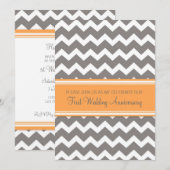 オレンジ グレー チェッカーファースト アニバーサリー インビテーション (正面/裏面)