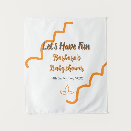 オレンジ グレー レトロ スペイン風 ベイビー シャワー ボーホー モダン タペストリー (正面)