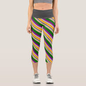 オレンジ、グレー、紫、濃い緑と白の線 カプリレギンス (正面)