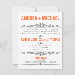 オレンジ＆グレー 結婚式の披露宴のみの招待状 招待状