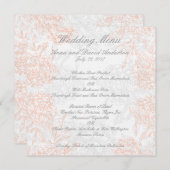オレンジ グレー 花柄 ヴィンテージ ウェディング メニュー (正面/裏面)