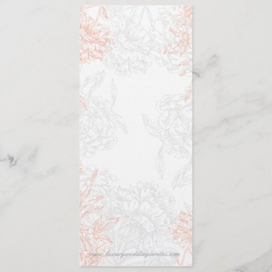 オレンジ グレー 花柄 ヴィンテージ ウェディング メニュー (裏面)