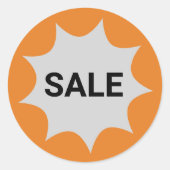 オレンジ&グレー・ 9ポイントのバブルセールラベル ラウンドシール (正面)