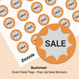 オレンジ&グレー・ 9ポイントのバブルセールラベル ラウンドシール