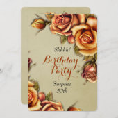 オレンジ グロー ローズ バースデー パーティー 招待状 (正面/裏面)