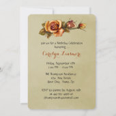 オレンジ グロー ローズ バースデー パーティー 招待状 (裏面)