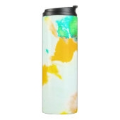 オレンジ・グ絵を描ルンジー。絞り染めプリント。カラフルろうけつ染め タンブラー (回転左)