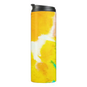 オレンジ・グ絵を描ルンジー。絞り染めプリント。カラフルろうけつ染め タンブラー (回転右)