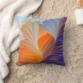 オレンジ、コバルトブルー、アクアニューアールヌーボースローP クッション (ブランケット)