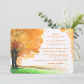オレンジ & ゴールド オートム ツリー ウォーターカラー ウェディング 招待状 (スタンド正面)
