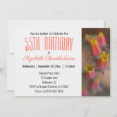 オレンジ ゴールド フラワーのサボテン 55歳の誕生日パーティー 招待状 (正面)