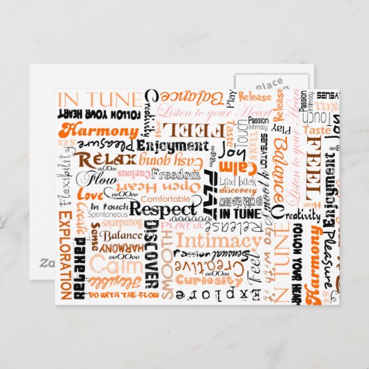 オレンジ サクラル チャクラ ポジティブ アファメーション ポストカード (正面/裏面)