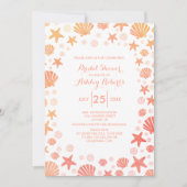 オレンジ·サンゴ·シー·チングズ·ブライダル·シャワー·インビテーション 招待状 (正面)