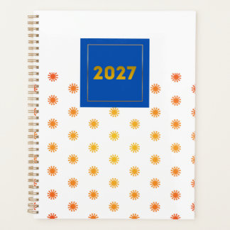 オレンジ サンバースト ドット 2027年 プランナー ネイビー ラベル