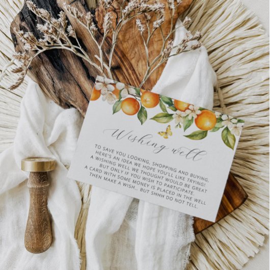 オレンジ シトラス サマー ウィッシング ウェル ベイビー シャワー エンクロージャーカード