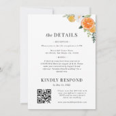 オレンジ シトラス フラワーミニマルオールインワン結婚式 招待状 (裏面)