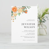 オレンジ シトラス フラワーミニマル ブライダルシャワー 招待状 (スタンド正面)