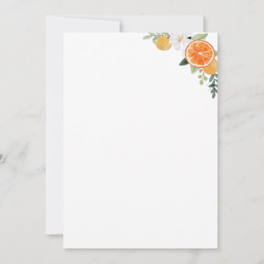 オレンジ シトラス フラワーミニマル ブライダルシャワー 招待状 (裏面)