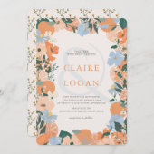 オレンジ シトラス フラワー ウェディング 招待状 (正面/裏面)