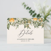 オレンジ シトラス ボタニカル モダン ラスティック デザイン 出欠カード (スタンド正面)