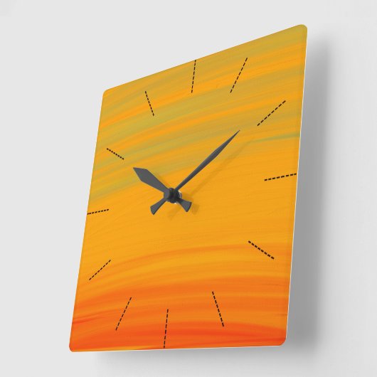 オレンジ スクエア壁時計 (傾斜)