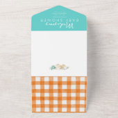 オレンジ&ターコイズカボチャートラック赤ちゃんシャワー オールインワン招待状 (外側)