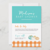 オレンジ&ターコイズカボチャートラック赤ちゃんシャワー 招待状 (裏面)