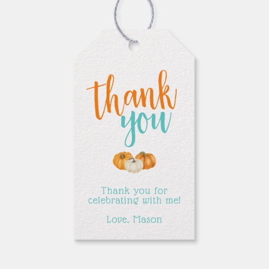 オレンジ&ターコイズパンプキンハーベストトラック ギフトタグ (裏面)