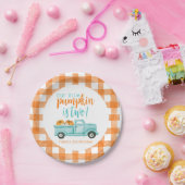 オレンジ&ターコイズパンプキンハーベストトラック ペーパープレート (パーティー)